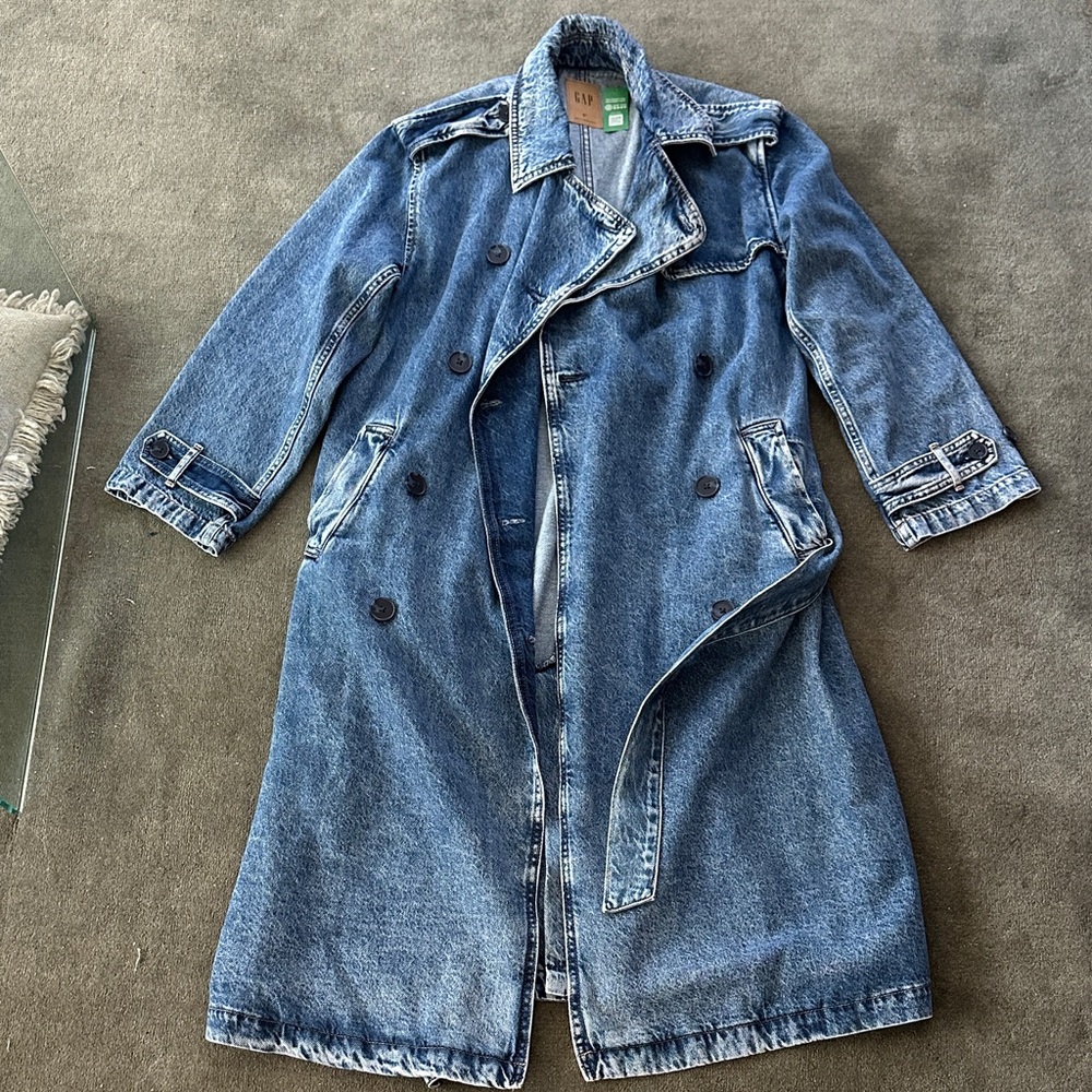 GAP Longline Icon Denim Trench Jacket